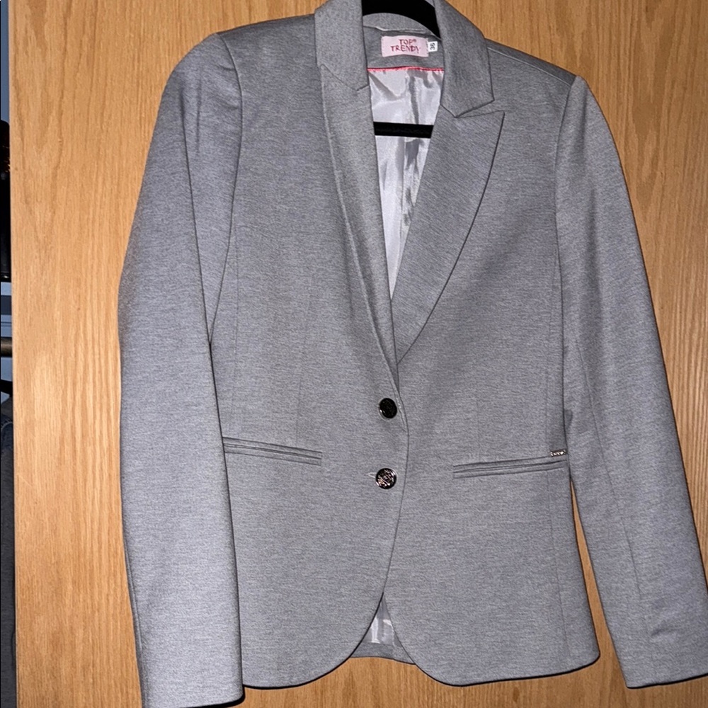 Gray Tailored Blazer with Notched Lapels
